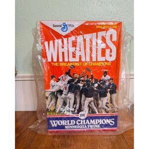 Vintage Minnesota Twins 1987 World Series Champs Wheaties Cereal Box Baseball